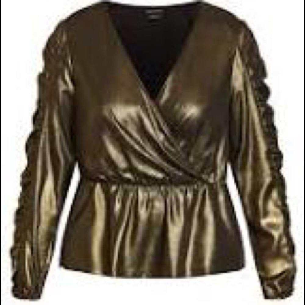 City Chic Bronze Blouse Plus Size 18 NWT